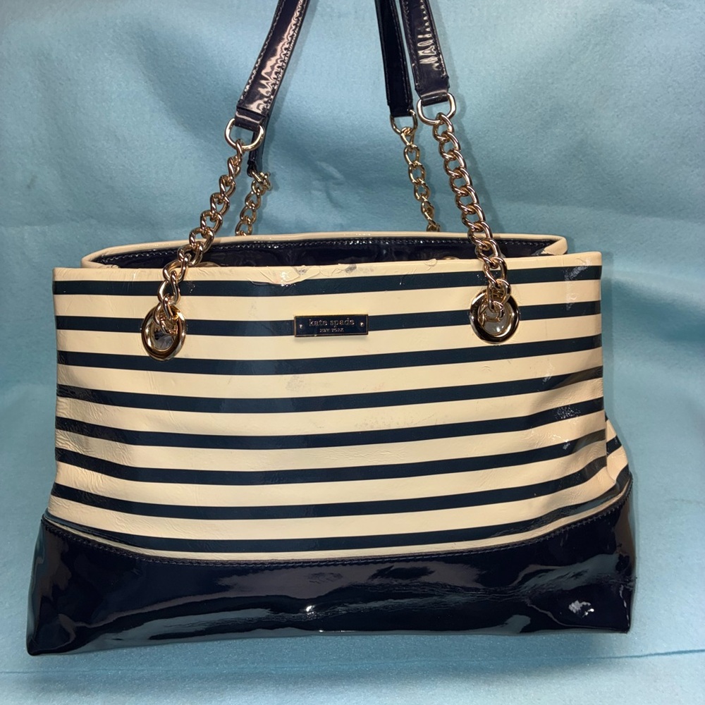 Kate Spade Navy and Cream Striped Tote Bag